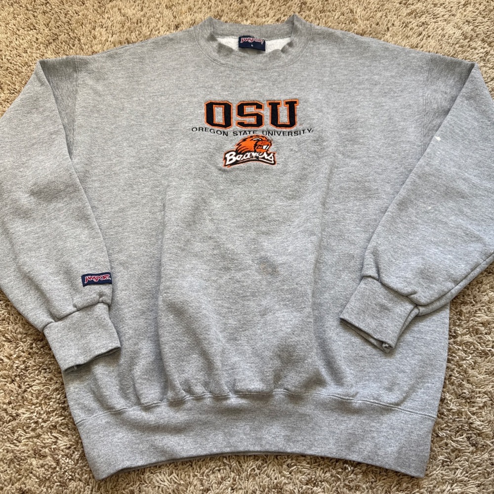 Vintage 90s JanSport Oregon State University OSU Beavers Sweatshirt Gray Large